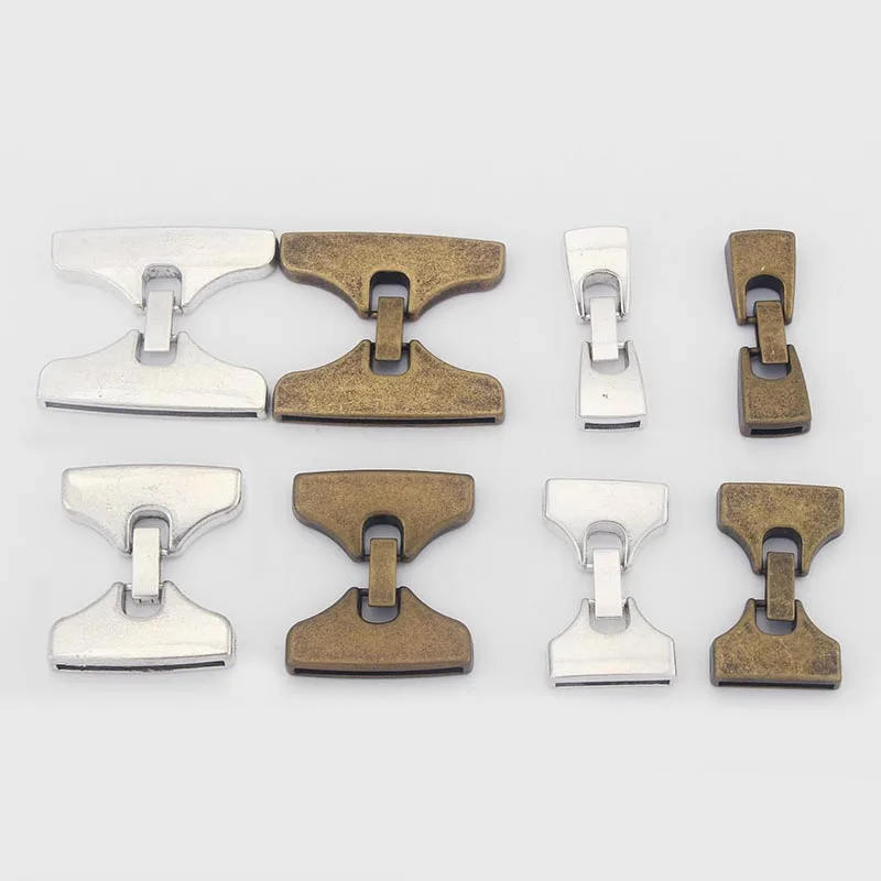 2Sets Flat Snap Clasp connector For Flat Leather diy Bracelet necklace jewelry Making Findings accessories