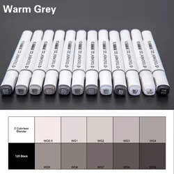 TOUCHNEW 12/30Color Cool Gray Marker Warm Gray Marker Set Dual Tips Alcohol Based Art Marker for Drawing Manga Mark Art Supplies