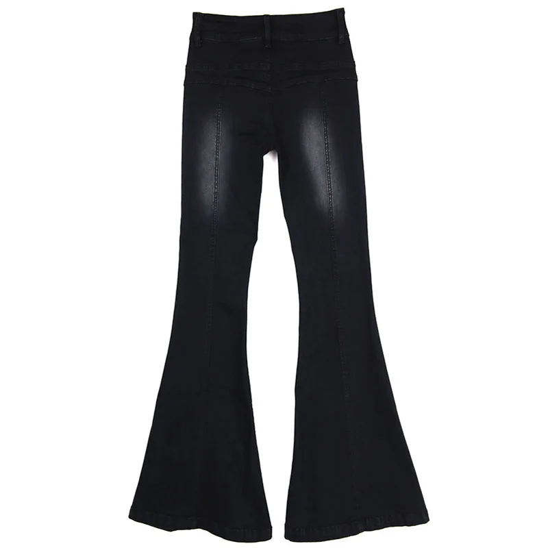 KOZONHEE Stretch Elastic Black Flare Jeans Women Long Stretching Bell-Bottoms Jeans For Girls Trousers Women Jeans Large Size