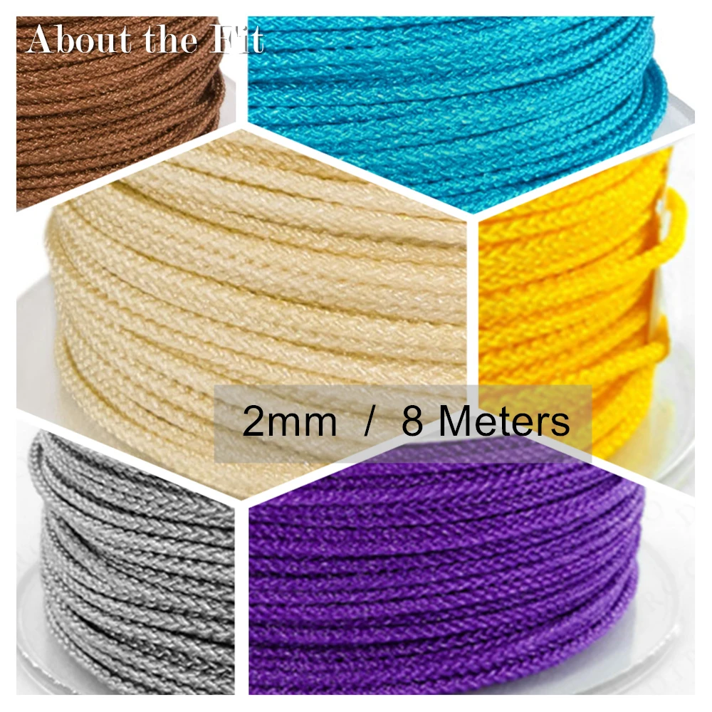 

Nylon Cords 2mm 8M/Roll Braided Thread DIY String Strap Ropes Beading Bracelet For Jewelry Making Tassels Macrame Rattail Lacing