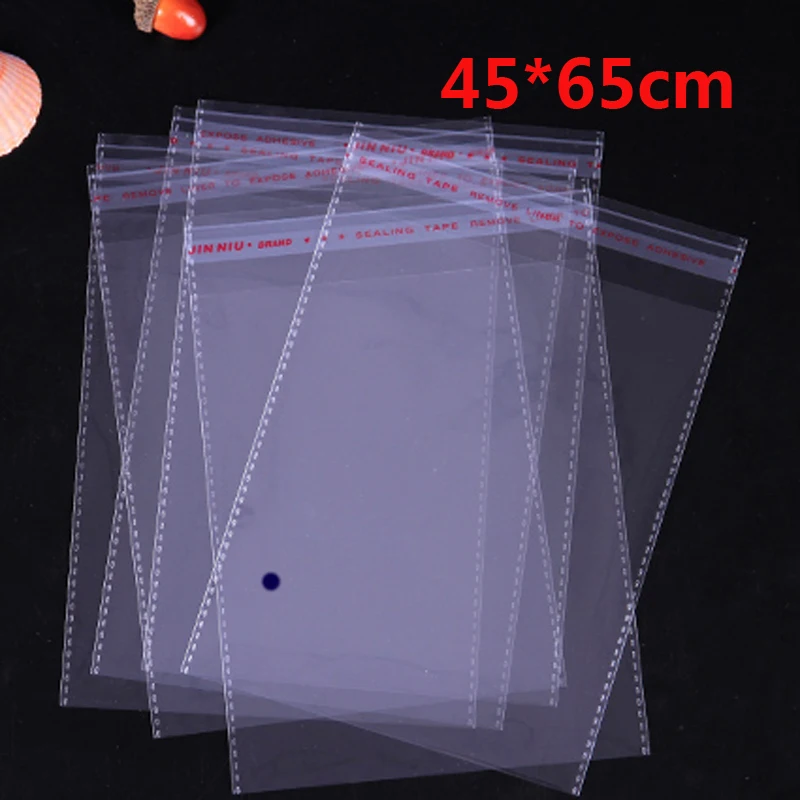 

100 Pcs 45*65cm Transparent Self Adhesive Seal Poly Plastic Bags Crystal Clear Cellophane Cello Gift Bag