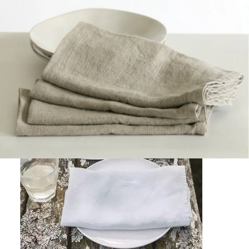 2pcs /lot 100%Pure Linen Cloth Table Napkins Home Vintage Flax Napkin Tea Towels Coffee Towel Table Decoration 48*48cm