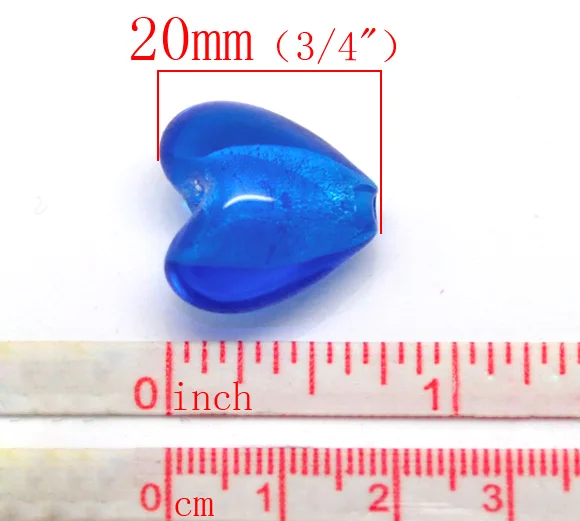 DoreenBeads-cuentas de cristal de lámpara de corazón de amor azul, 20x20mm(3/4 "x3/4"), se venden por lote de 10 (B16636), yiwu