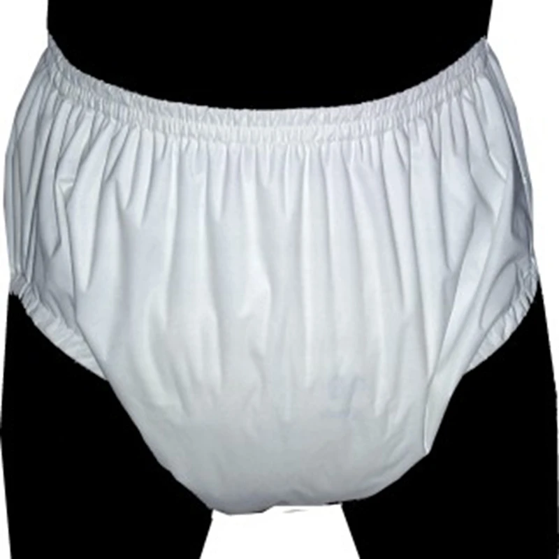 Free Shipping FUUBUU2209-WHITE-L Pull On Incontinence Plastic Pants Adult trousers Minor incontinence ABDLL