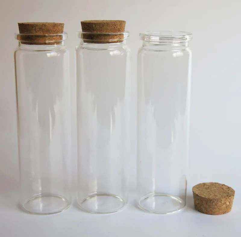 360 x 90ml Clear Glass Bottle with Wood Cork 3oz Cork Stoppers Empty Corked Glass Jar 90cc Glass Container with Soft Cork