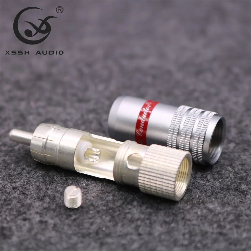 8pcs RCA XSSH YIVO Hi-End HIFI DIY OEM ODM Brass Silver Plated Male Audio Video RCA Plugs Connector Jack for 8mm Max Cable Cord