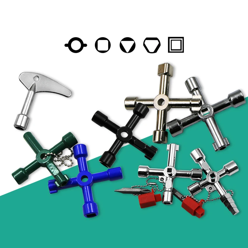 Llave triangular Universal multifunción, 4 vías, llave de fontanero, radiadores de purga de gabinete, Medidor eléctrico de Gas