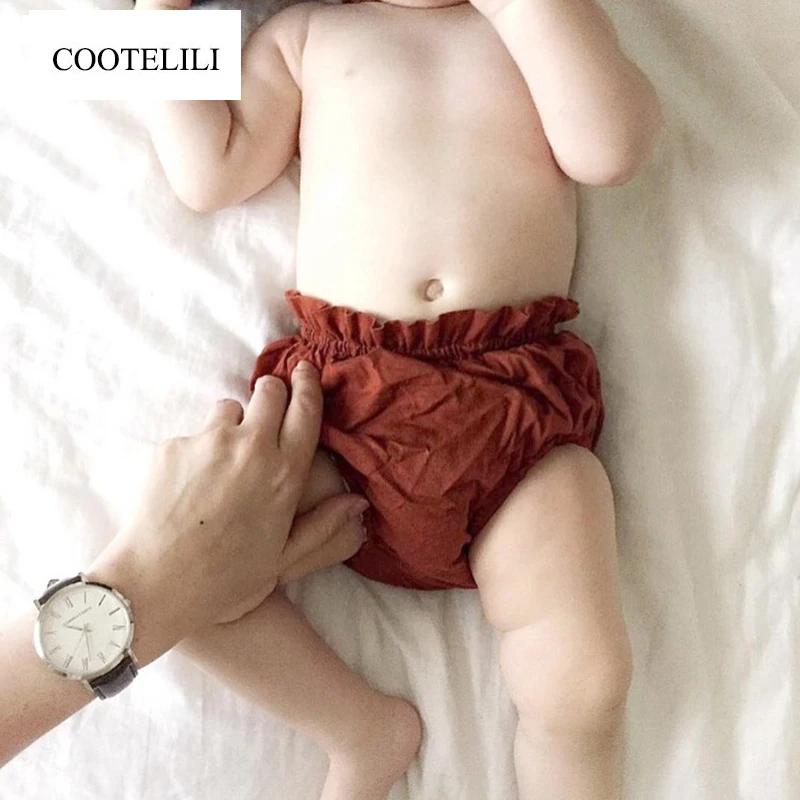 COOTELILI Fashion Red Baby Girl Shorts Ruffled Panties Kid Baby Boys Girls Shorts Summer High Waist Diaper Covers Infant Clothes