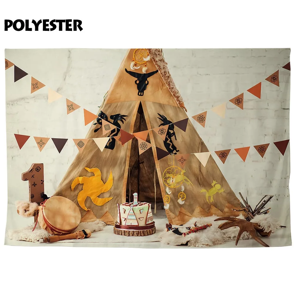 Funnytree ฉากหลังสำหรับสตูดิโอถ่ายภาพอินเดียเค้ก Smash Baby First Birthday เต็นท์พื้นหลัง Photobooth Photocall