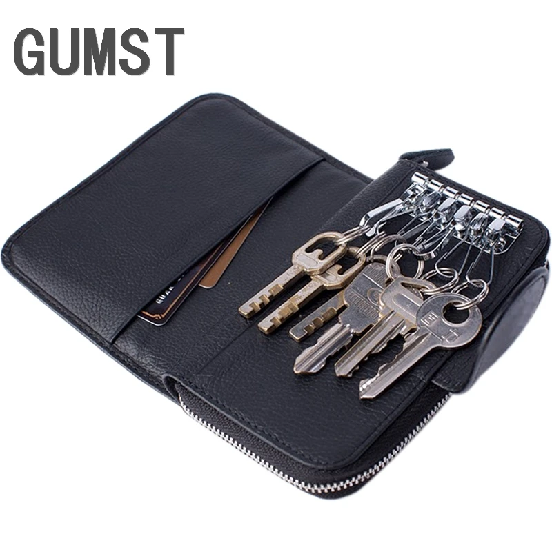 New Arrival Men Genuine Leather Bag Coin Purse Zipper Key Wallets Fashion Women Housekeeper Card Key Holders HY3131