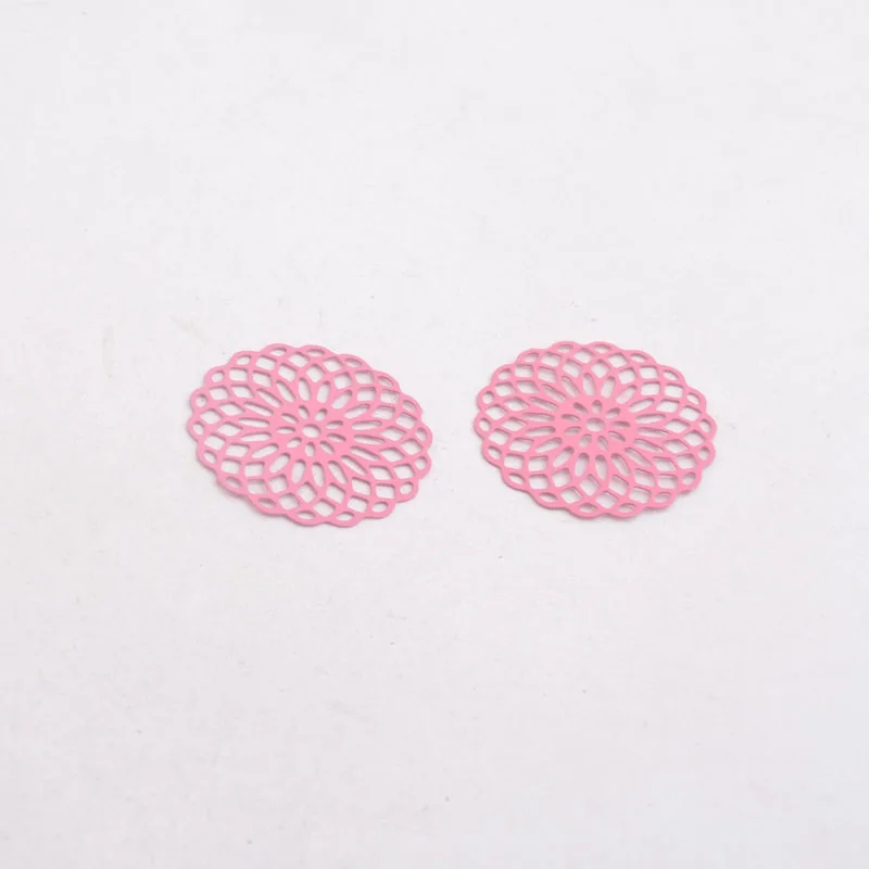 50 Stück AC2673 25mm Runde Charms Metall-Schmuck Filigran-Ohrring-Zubehör – Detail 7