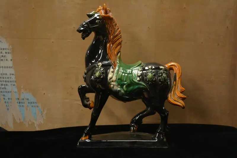 

Collectable Tang Dynasty Chinese Pottery *Horse Three Color *San Cai*,blue glaze,disengaged horse,free shipping