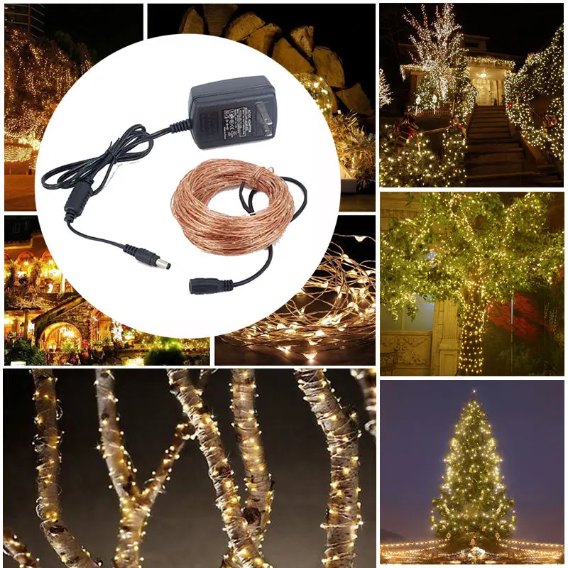 500LEDs 50M Starry vine String Light Wedding Christmas fairy Lamp Copper wire f/Garden Garland home Wedding 12V+2A AC/DC Adapter