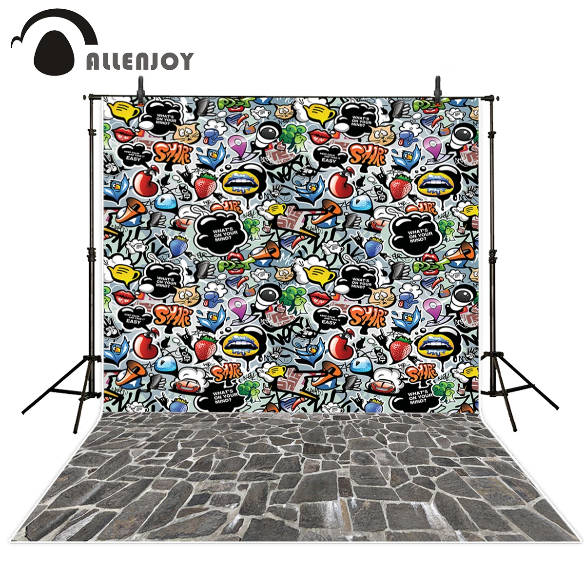 Allenjoy-fondo fotográfico de Graffiti street para niños, telones de fondo de vinilo de personajes específicos de dibujos animados digitales
