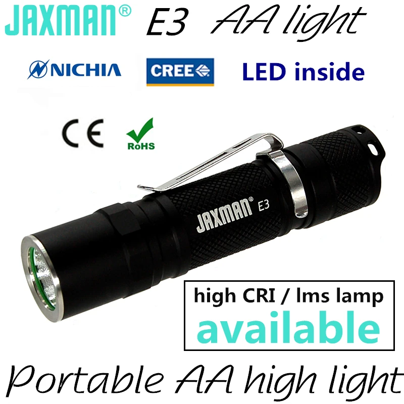 JAXMAN E3 high CRI EDC AA Flashlight  AA alkaline Ni-MH 14500 battery Nichia 219C CREE XPG2 LED FREE SHIPPING