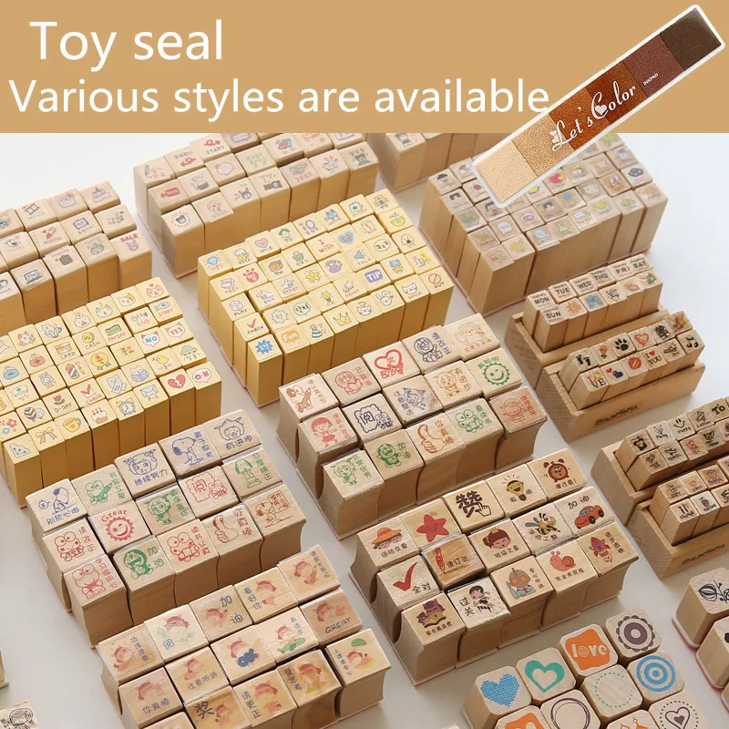 12 Pcs/Set Mini Cute Cat DIY Wooden Rubber Stamp Set Crafts Handmade Decal Scrapbooking Photo Album Gift for Children