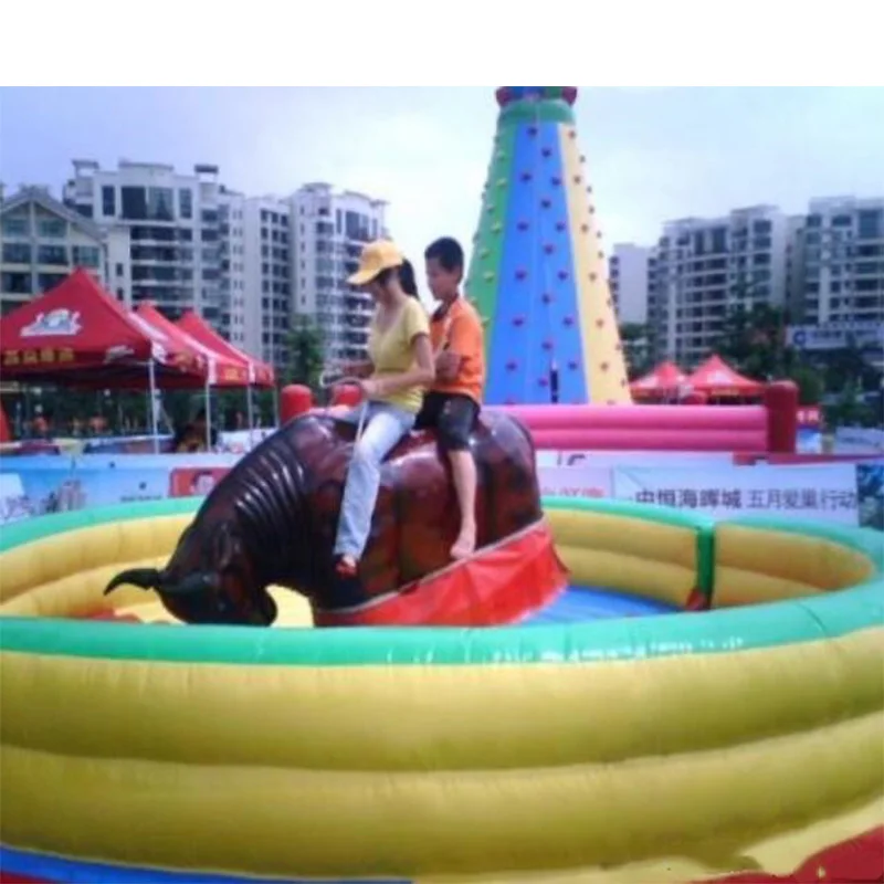 Outdoor Inflatable Mechanical Bull Mattress And Blower Interative Sport Game