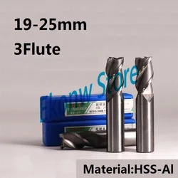 1 개 19mm 20mm 21mm 22mm 24mm 25mm 3 개 3 개 3 개 플루트 HSS 엔드밀 커터 CNC 비트 밀링 커터, 엔드 밀 커터