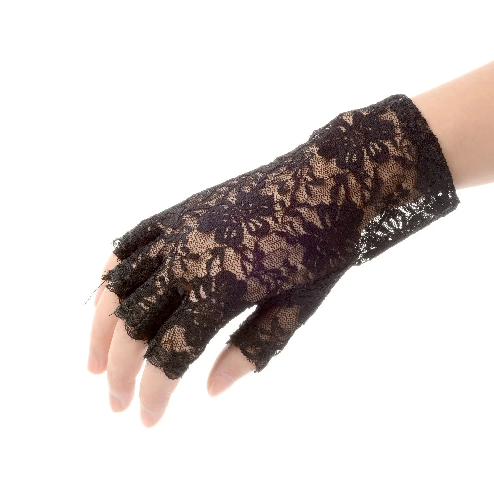 Goth Party Gants de conduite en dentelle habnommée pour femmes, mitaines anti-UV, gants courts sexy, style sans doigts, objets vintage, crème solaire, 2023