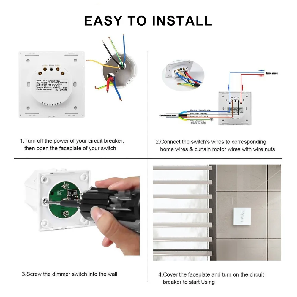 UE interruptor de parede interruptor de controle de voz Wi-fi toque cortina por Alexa Google phone controle Para motor de cortina Elétrica casa inteligente