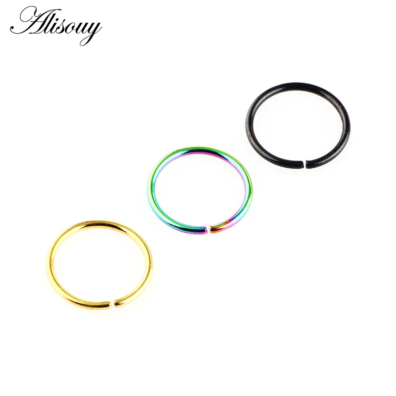 1PC 20G Stainless Steel Seamless Hinged Nose Hoop Ring Septum Clicker Ear Cartilage Tragus Helix Piercing Charming Body Jewelry