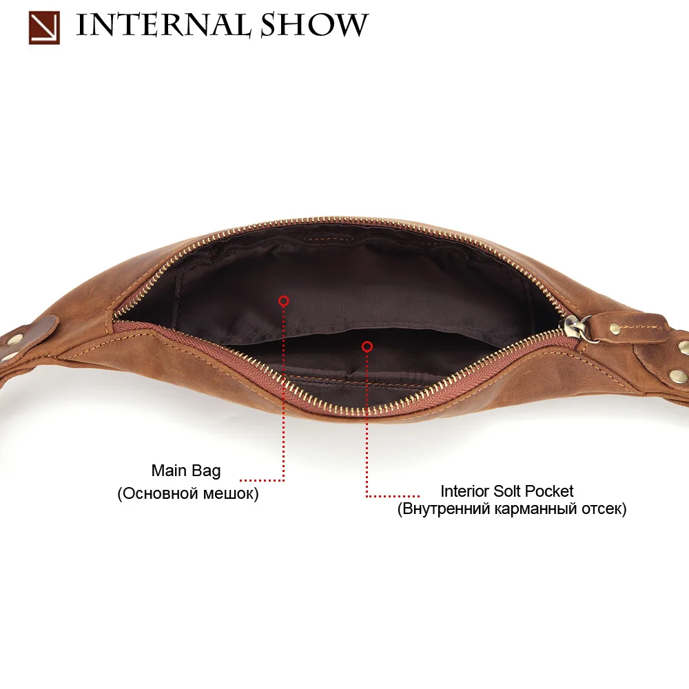 NEWEEKEND Genuine Crazy Horse Leather Waist Packs For Men Travel Fanny Pack Belt Length Male Small Waist Bag For Phone Pouc