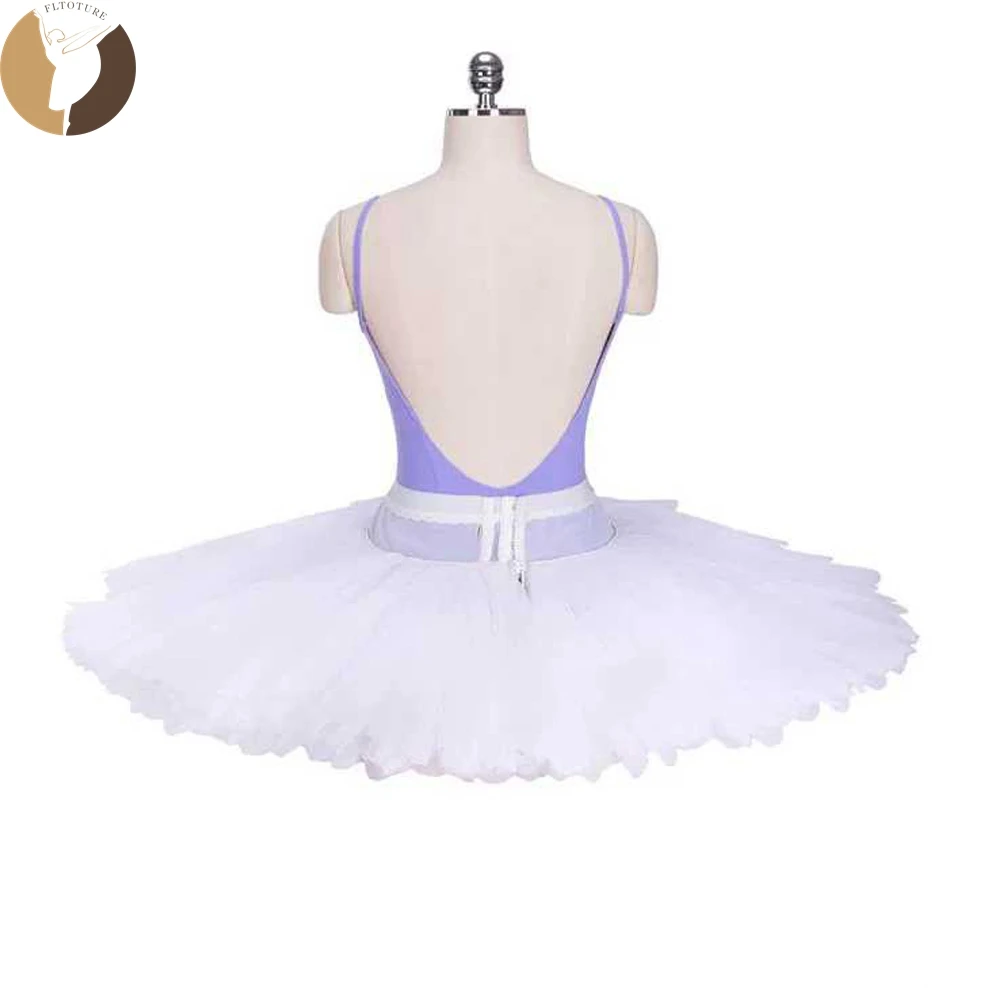 FLTOTURE Professional Ballet Half Tutu 7 layers Net Waistband Girl Dance Practice Costumes Ballerina Rehearsal White Half Skirts