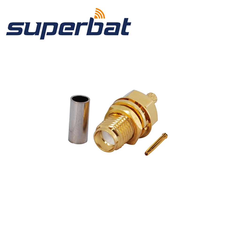 Superbat SMA Crimp Female Bulkhead RF Coaxial Connector for Cable RG174,RG188A,RG316,LMR100