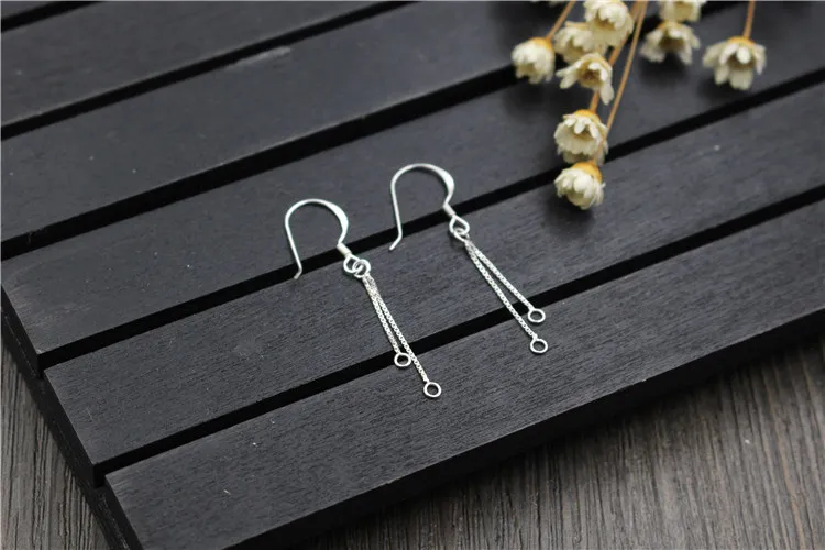 1 pair Fashion 100% 925 Sterling Silver Earring Hooks Dangle Tassel Connectors Earring Wire DIY Fancy Jewelry Making Findings