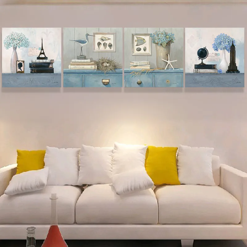 Canvas Printings Modern 4 Piece Cartoon Painting Picture Prints on canvas Oil Spray Painting Wall art for living room Home Decor