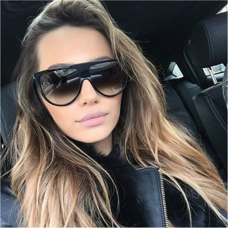 Retro Übergroßen Sonnenbrille Frauen 2022 Marke lunette soleil femme Großen Rahmen Flache top Designer sonnenbrille Vintage okulary Brillen