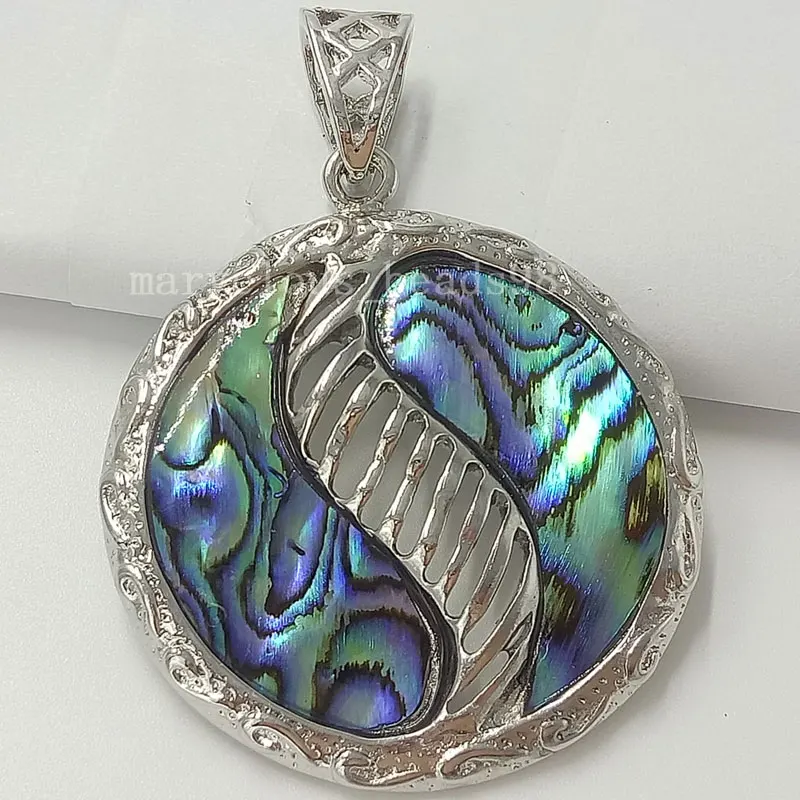 مجوهرات جميلة نيوزيلندا Ablone شل فراشة قطرة مستديرة الفن النساء الرجال قلادة حبة 1 قطعة WB497