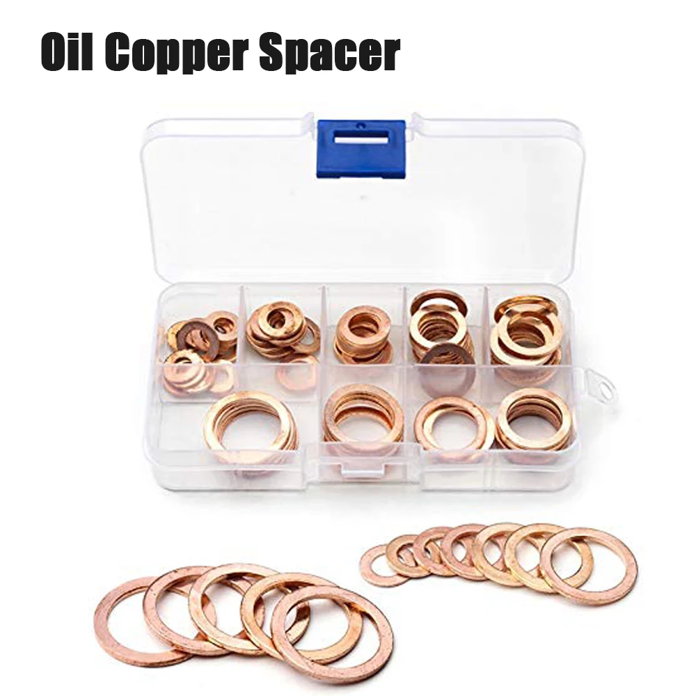200 Pcs/Lot M5-M14 Solid Copper Washers Automotive Service Set Oil Seal Spacer Car Repair Tools Auto Accessories