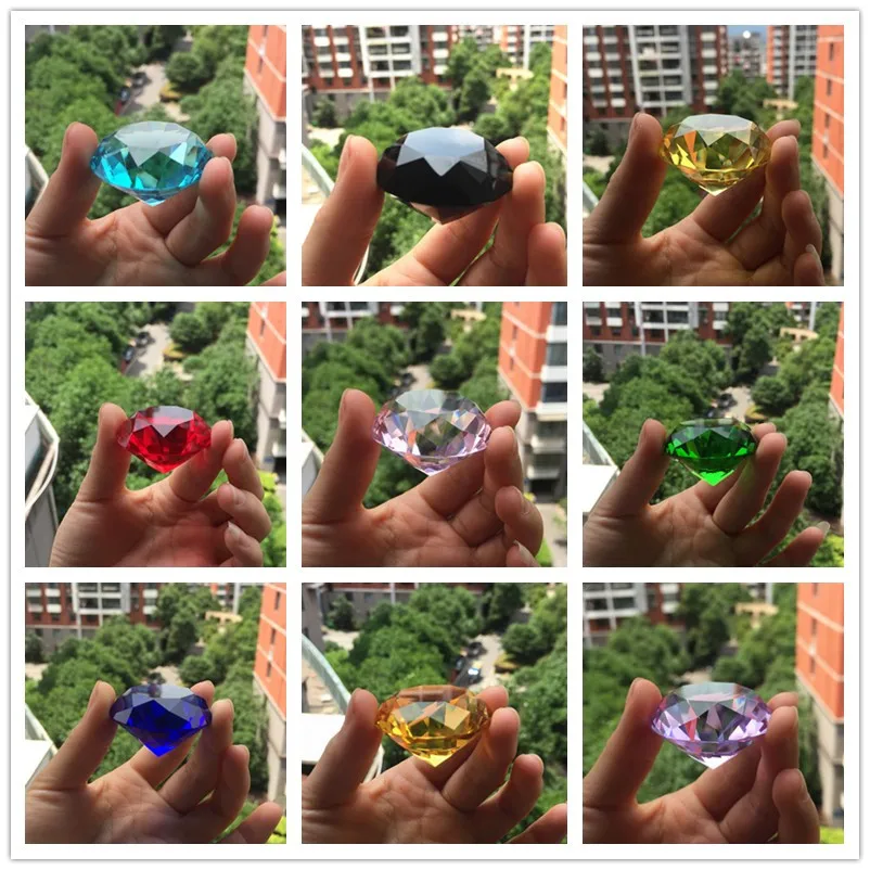 40mm 1pcs color Clear Crystal Diamond Cut Glass Jewelry Crystal Paperweight Wedding Decoration Home Glass Diamond child gift