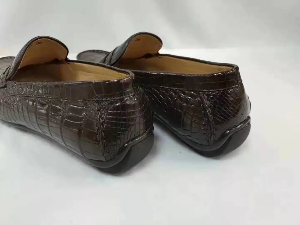 2025 Genuine real crocodil belly skin matt men sneaker fashion leisure flat daily shoe 100% real crocodile skin black color