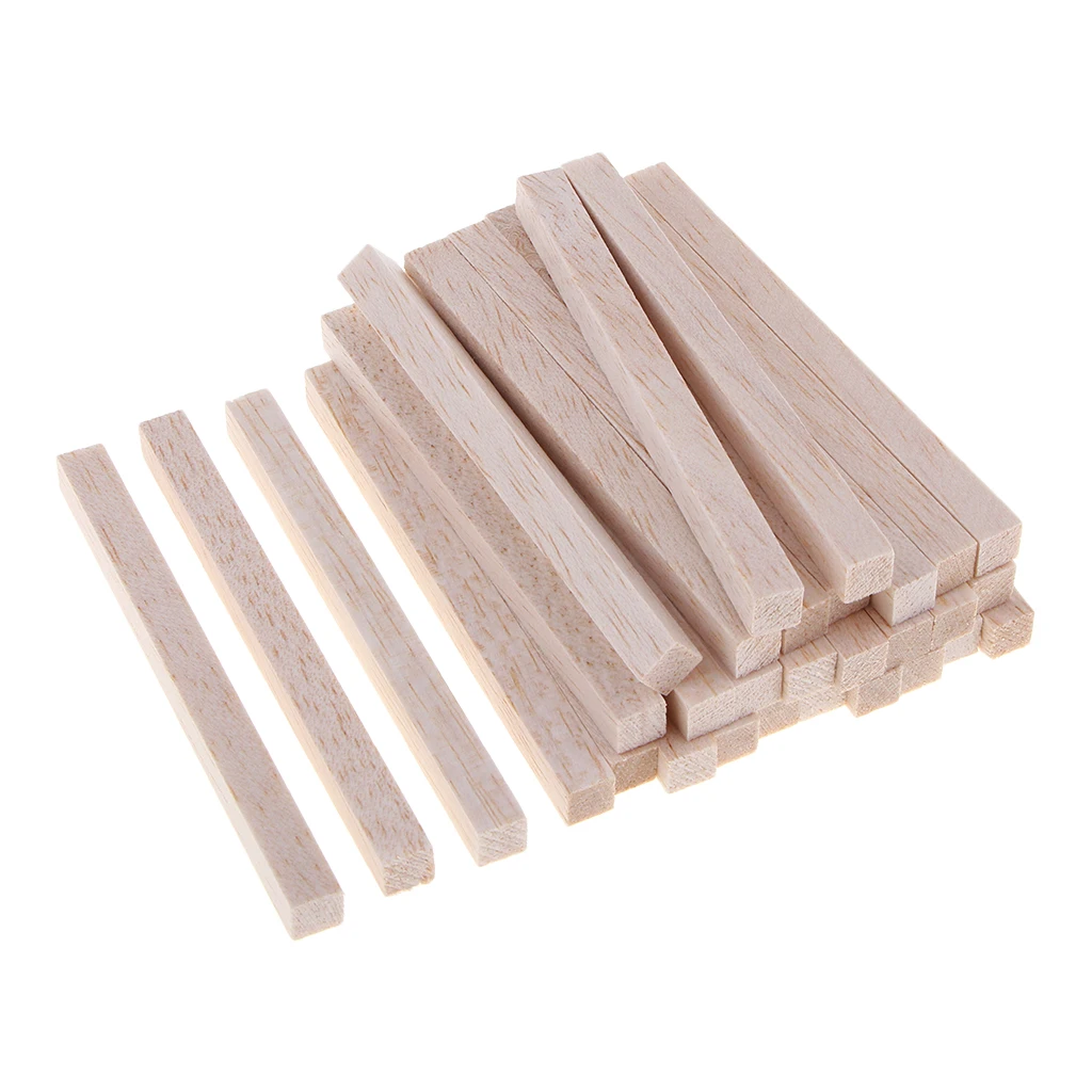 40x40mm long 50/80/100/130/150/200mm Square Balsa Wood Stick Wooden Dowel Rod Block for Kids Model Making Ornaments DIY