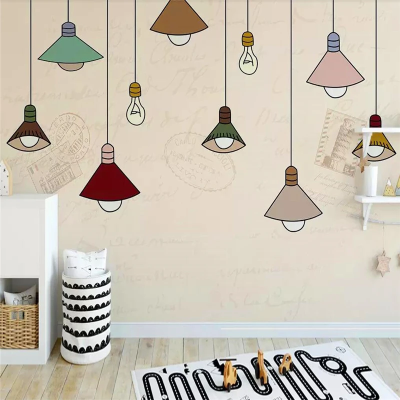 Modern simple hand-painted style colored chandelier background wall