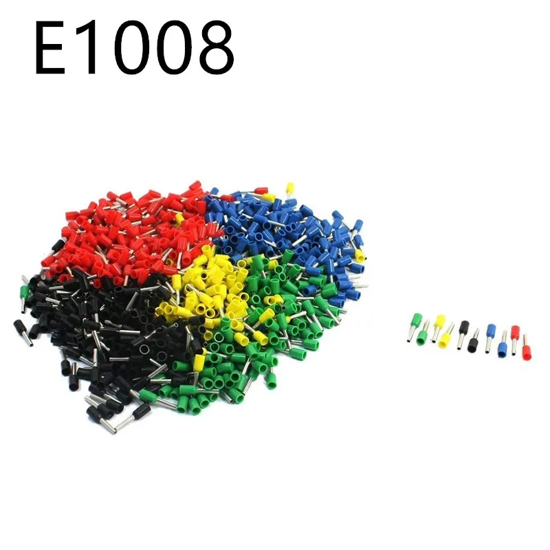 Free Shipping Yellow E1008 PVC Insulated Bootlace Ferrules For 1.0mm2, 18 AWG Wire, 8mm of Pin Length