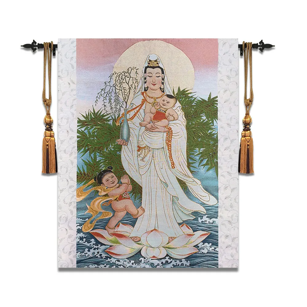 

77*97Buddhism Guanyin Wall Tapestry Belgium Wall Carpet Moroccan Decor Home Decoration Wall Hanging Decorative Tapestries Fabric