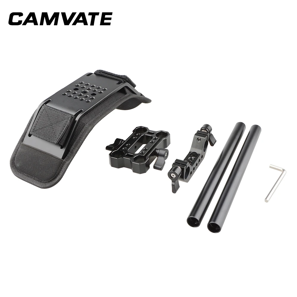 CAMVATE Foam Shoulder Pad with 15mm Dual Rod Clamp &15mm M12-200mm Rod For DSLR Camera / Camcorder Shoulder Rig Support System