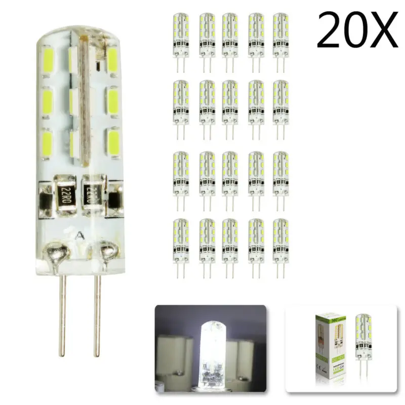 20 pcs/lot G4 DC12V 3W AC220V LED Bulb 24leds SMD 3014 Led Corn Lamp for Crystal Lamp LED Spotlight Bulbs Warm Cold White