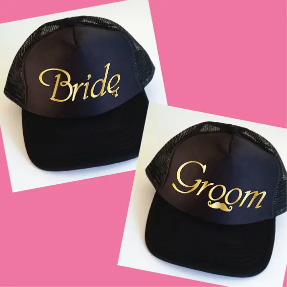 PERSONALIZE bride groom wedding Newlywed Honeymoon hats MRS and MR Mesh Trucker Snapback trucker caps party favors decoration