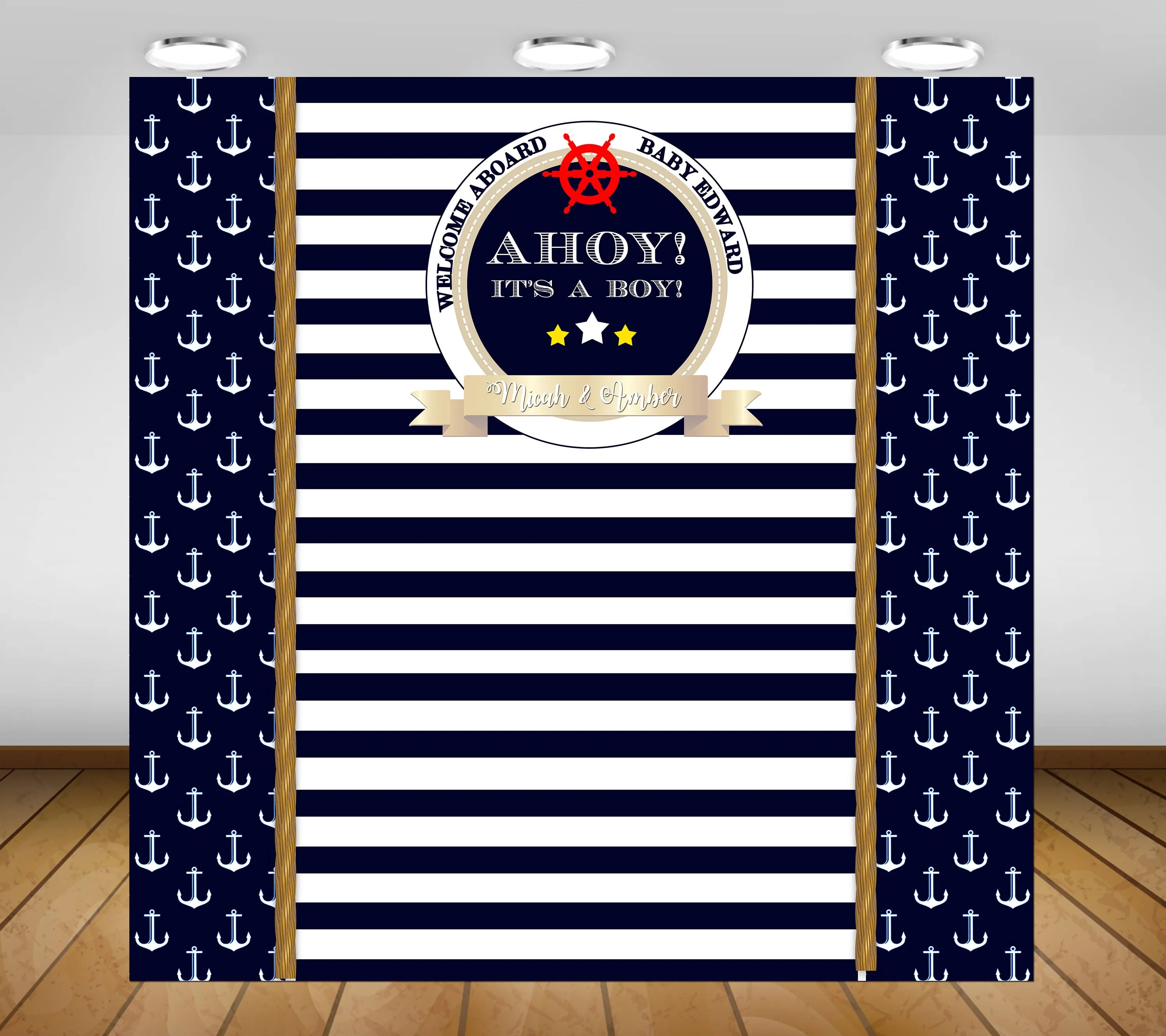 

custom nautical black and white striped photography studio background High quality Computer print birthday backdrops