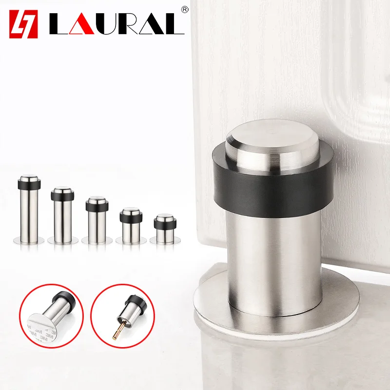 Stainless Steel Safety Hotel Rubber Windproof Door Stop Furniture Blocking Glass Cabinet Top Door Resistance Door Retainer