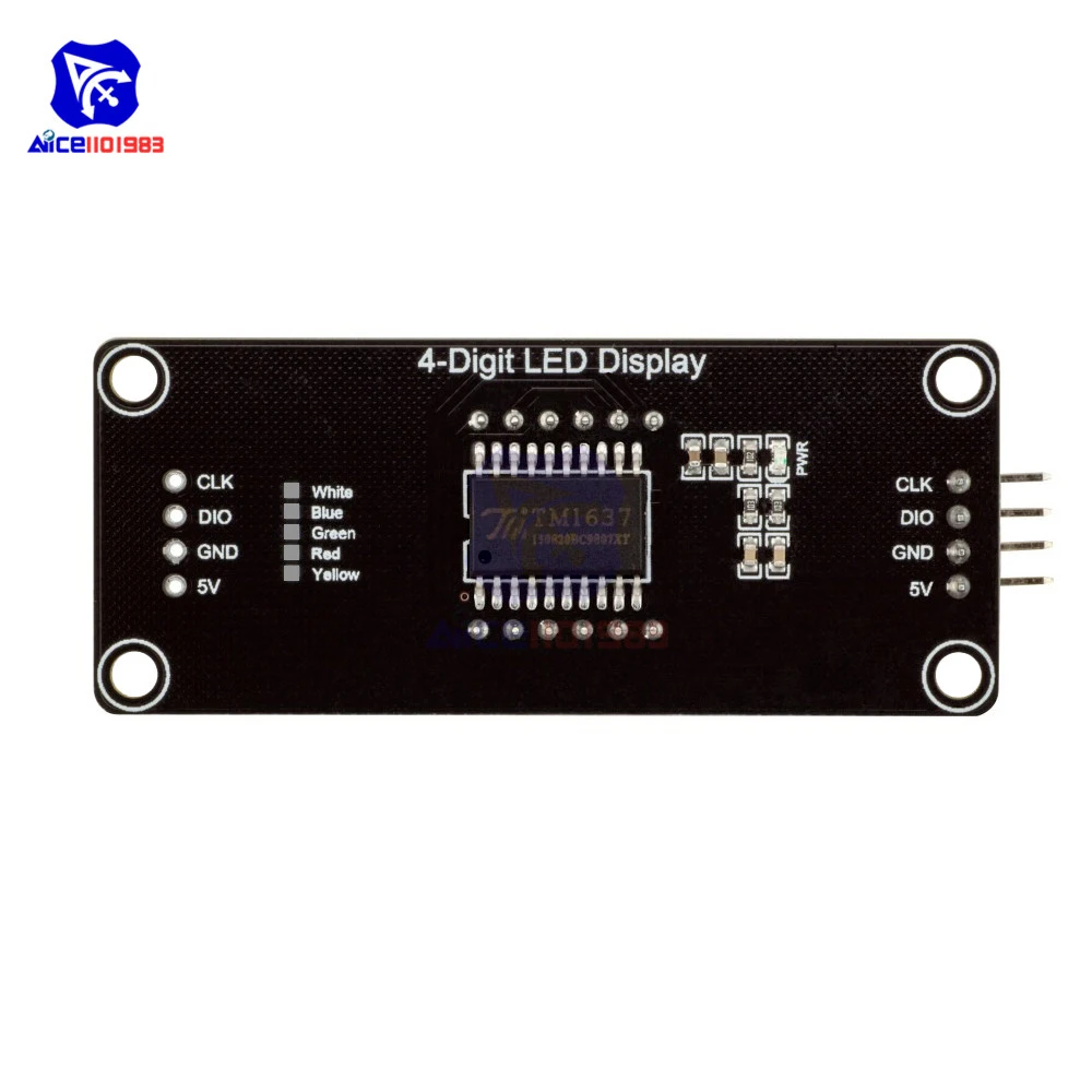 TM1637 0,56" 4-Bit LED-Digitalröhrenanzeige 7 Segmente Gelb/Weiß/Rot/Grün/Blau Uhrmodul 30x14mm für Arduino – Detail 6