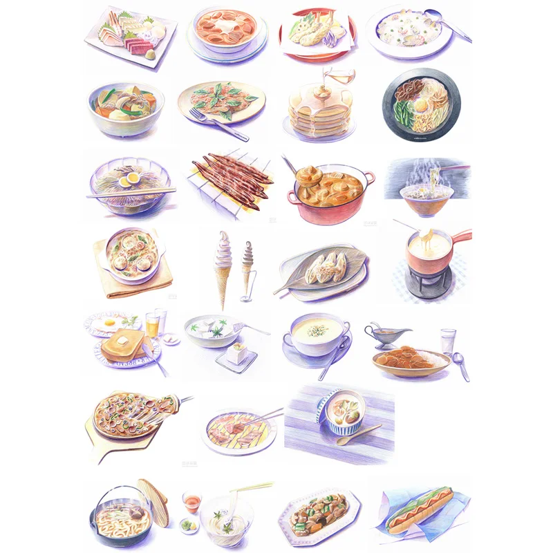 2 pcs/lot Delicacy Cooked Food DIY Craft Uncut Daycare Teacher Stationary Items Stikers Scrapbook Book Journal Stickers