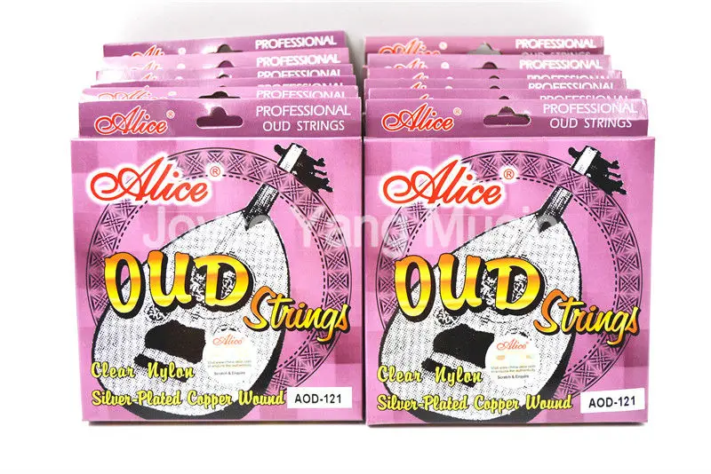 10 Sets of Alice AOD-121 OUD Strings Clear Nylon Silver-Plated Copper Wound 12-String