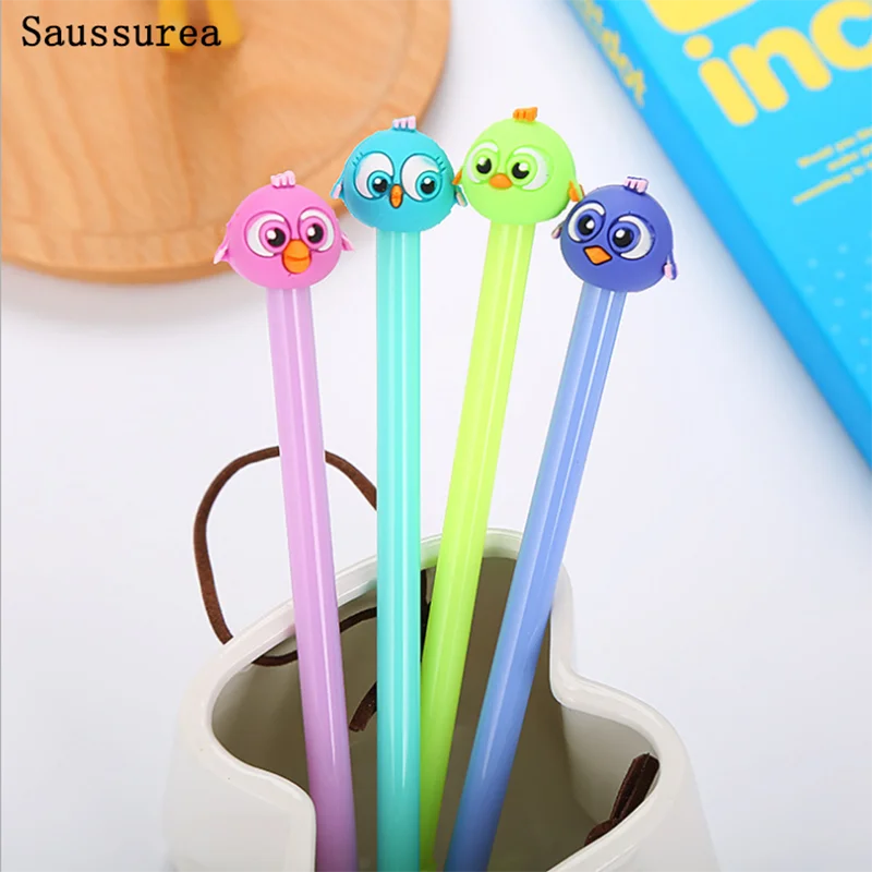 

2pc Cute Pen Kawaii Birds Plastic Gel Pen Black Ink Signature Waterborne Pen Kids Cartoon Student School Supplies Stationery