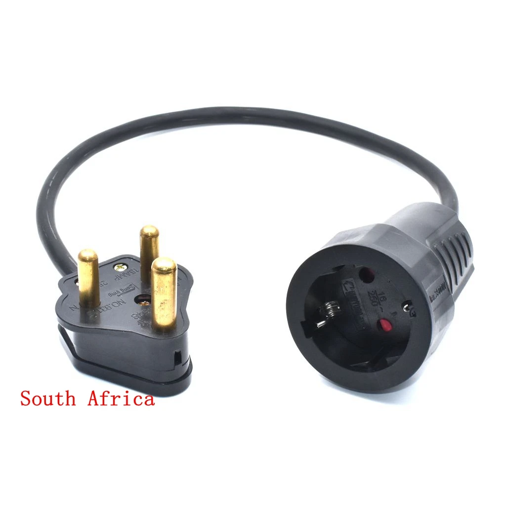 UK/ Italy /South Africa 3PIN Inlet plug to Schuko CEE 7/3 outlet European Female Socket Power Extension Cord Cable  0.5M