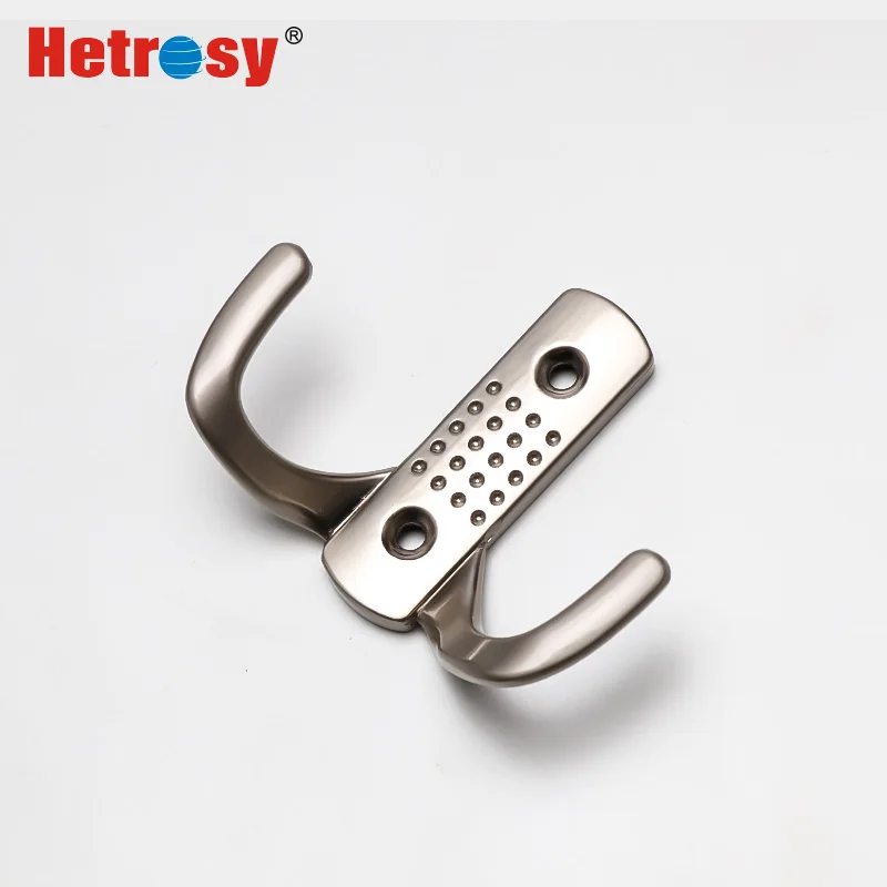 Hetrosy Hardware Modern simplicity Style Double Hooks for Wall Hanger Closet Hook Hanger with Screw Mount Pack of 2PCS